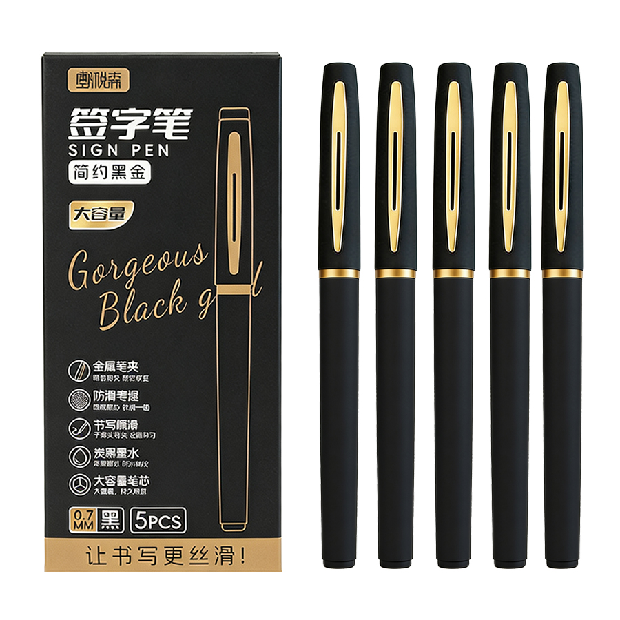 Stationery Supply Business - 5Pcs/Pack Large Capacity Gel Pen 0.5/0.7/1.0mm