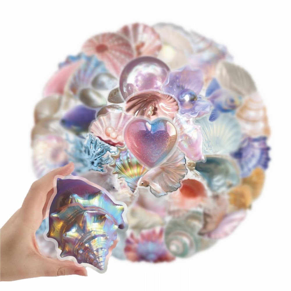 Memo Pad Sticky - 50pcs Cartoon Shell Graffiti Stickers Conch