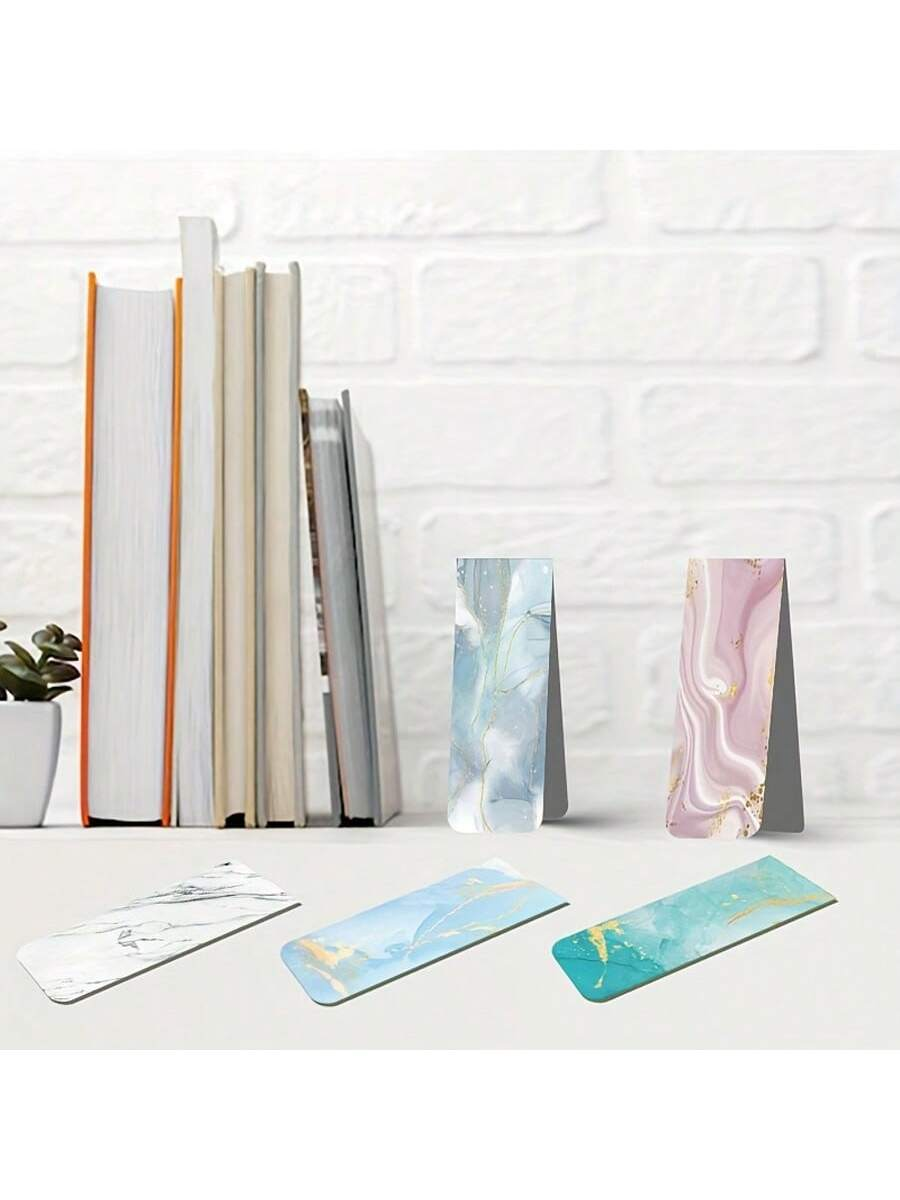 10pcs Assorted Marble Design M - Bookmark Magnetic Clip ulasan dan harga