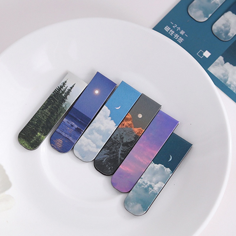 2Pcs Landscape Themed Magnetic - Bookmark Magnetic Clip ulasan dan harga