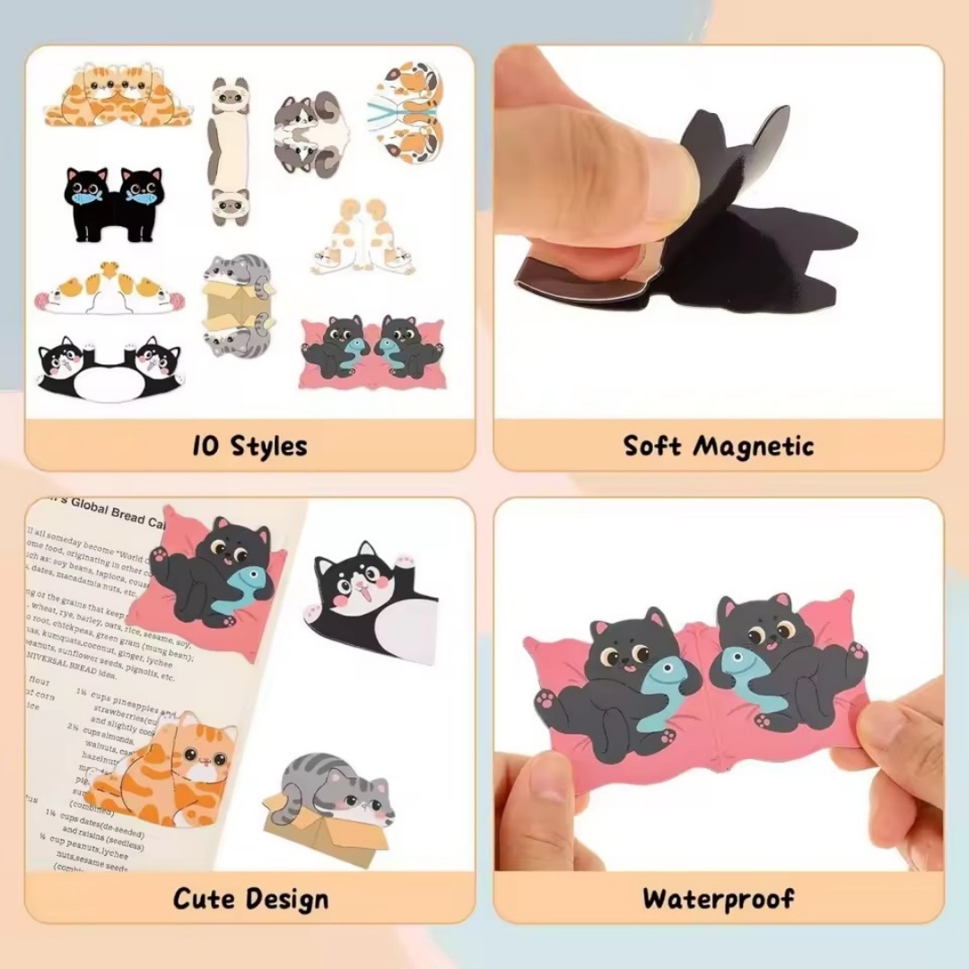 1set Creative Cat Pattern Magn - Bookmark Magnetic Clip ulasan dan harga